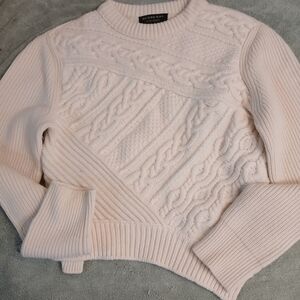 Burberry Women's Cream Cable Knit Sweater